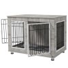 PawHut Dog Crate Furniture, Side End Table, Indoor Dog Kennel with Soft Washable Cushion, Wire Mesh, Large Top, for Large Dogs, 106 x 74 x 81.5, Grey