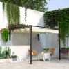Outsunny 2 x 3(m) Lean To Pergola with Retractable Roof, Wall Mounted Garden Gazebo Outdoor Sun Shade Shelter for Patio, Khaki