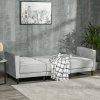 HOMCOM Corner Sofa Bed Reversible 3-Seater Sectional Sofa Set Velvet-Touch Sleeper Futon with Footstool, Light Grey