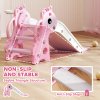 AIYAPLAY 3 in 1 Kids Slide, Giraffe Shape Toddler Slide with Climber, Basketball Hoop and Ball, Indoor Playground Equipment for Age 1-3, Pink
