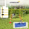 PawHut 4 Piece Agility Training Equipment for Dogs with Height Adjustable Jump Hurdle, Bag, Portable, Easy Assemble Dog Outdoor Obstacle Course for Training
