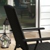 Outsunny Folding Garden Chairs Set of 2, PE Rattan Garden Dining Chairs with Armrests, High Back and Steel Frame, Weather Resistant Outdoor Dining Furniture for Patio, Balcony, Black