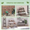 Outsunny 3 Tier Metal Plant Stand, Ladder Flower Pot Display Shelf, Storage Organiser Rack for Indoor Outdoor Patio Balcony Garden