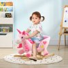 HOMCOM Rocking Horse, Kids Plush Ride on Unicorn with Songs, Wooden Base, Seat Belt, for Toddlers 18-36 Months, Pink
