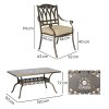 Outsunny 7 Pieces Cast Aluminium Garden Dining Set, 6 Seater Garden Table and Chairs with Parasol Hole, Outdoor Garden Furniture Set with Cushions for Patio, Bronze Tone