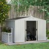 Outsunny 9 x 6ft Metal Garden Shed, Outdoor Storage Tool House with Ventilation Slots, Foundation Kit and Lockable Double Doors, Silver