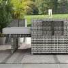 Outsunny 5PC PE Rattan Sun Lounger, Outdoor Wicker 5-level Adjustable Recliner Sofa Bed with Storage Side Table and Footstools, for Patio, Garden, Poolside, Grey
