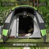 Outsunny Camping Tent, 4-5 Man Blackout Tent with Bedroom and Living Room, 3000mm Waterproof, Portable with Bag, for Fishing Hiking Festival, Black