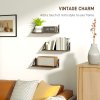 HOMCOM Set of 3 Wall Shelves, Vintage Wall Mounted Floating Shelves for Living Room, Entryway, Bedroom, Rustic Brown