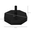 Outsunny Octagonal Garden Parasol Base Holder Outdoor Market Umbrella Stand Weights, Up to 28kg Water Filled or 40kg Sand Filled, Black