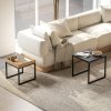 HOMCOM Nesting Coffee Table Set of 2, Modern Nest of Tables, Square Sofa Side Tables with Steel Frame for Living Room, Bedroom, Small Space, Black