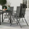 Outsunny 7 Piece Outdoor Dining Set, Garden Furniture Set with Extendable Table and 6 Folding Chairs, Outdoor Conversation Set with 5mm Tempered Glass Top & Aluminium Frame, for Patio, Balcony, Deck