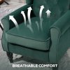 HOMCOM Retro Accent Chair, Velvet Wingback Armchair with Wood Frame Button Tufted Design for Living Room Bedroom, Green