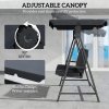 Outsunny 3 Seater Garden Swing Seat with UPF30+ Adjustable Canopy, Swing Chair with Cushion, Outdoor Hammock Bench for Balcony Patio, Dark Grey