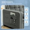 HOMCOM 2 Seater Sofa Bed, Click Clack Pull Out Sofa Bed with Adjustable Backrest and Pillows, 3-in-1 Modern Tufted Settee for Living Room, Bedroom, Guest Room, Charcoal Grey