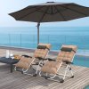 Outsunny 2 Piece Reclining Zero Gravity Chair Metal Frame Folding Garden Sun Lounger with Cushion Headrest, Khaki