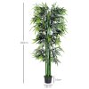 Outsunny 6ft Artificial Bamboo Tree Plant Greenery in A Pot for Home Office Planter 1.8M