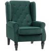 HOMCOM Retro Accent Chair, Velvet Wingback Armchair with Wood Frame Button Tufted Design for Living Room Bedroom, Green