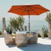Outsunny 3(m) Cantilever Parasol with Solar LED and Easy Lever, Garden Parasol Umbrella with Cross Base and Waterproof Cover, Outdoor Sun Shades, Orange