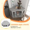 PawHut Dog Crate Furniture, Side Table Dog Kennel with Cushion, Large Door, for Large Dogs - Grey