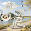 AIYAPLAY Kids Trike, Foldable Toddler Tricycle 5 in 1 with Adjustable Parent Handle & Removable Canopy, 5-point Safety Harness, Footrest, Storage Bag, for Ages 1-3 Years, Cream White