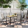 Outsunny Garden Table for 6 People, 175 x 78 x 75 cm Rectangle Outdoor Dining Table with Slatted Top, Metal Frame, for Balcony, Deck, Teak