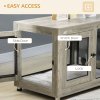 PawHut Dog Crate Furniture End Table w/ Soft Washable Cushion, Two Doors, Indoor Pet Kennel for Small Medium Large Dogs w/ Wire Mesh, Grey