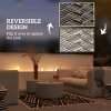 Outsunny Reversible Outdoor Rug with LED String Lights, Waterproof Plastic Straw Mat with Carry Bag for Garden, Deck, RV, Picnic, Beach, Camping, 182 x 274cm, Black and Coffee