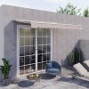 Outsunny 3.5 x 2.5m Electric Garden Door Awning Half Cassette Outdoor Retractable Canopy Patio Shelter w/ Remote Controller Cream White