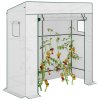 Outsunny Tomato Greenhouse with Reinforced PE Cover, Walk-in Garden Growhouse with Large Roll-up Door and 2 Mesh Windows, Portable Indoor Outdoor Green House, 196L x 77W x 178Hcm, White