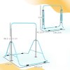HOMCOM Kids Gymnastic Bar, Foldable Horizontal Bars w/ Adjustable Height, Training Bar w/ Triangle Base - Light Blue