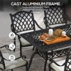 Outsunny 7 PCs Garden Patio Dining Set with Parasol Hole, Cast Aluminium Outdoor Furniture Set with Six Cushioned Chairs and Rectangle Dining Table, for Garden, Lawn, Deck, Black