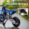 AIYAPLAY 12V Kids Electric Motorbike, Kids Electric Ride on Motorcycle, Battery Powered Toy with Twist Grip Throttle, Training Wheels, Suspension System, Music, Blue