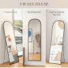 HOMCOM Full Length Mirror, 162x50cm Arched Free Standing Floor Mirror with Aluminium Alloy Frame, Hanging or Leaning for Living Room, Bedroom, Black Frame