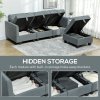 HOMCOM Convertible Modular Sectional Sofa with Storage, Tufted 3 Seater Sofa Set, L Shaped Couch with Ottoman, Wood Frame for Living Room, Dark Grey