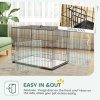 PawHut Dog Crate, Folding Metal Dog Cage with Two Doors, Tray, Soft Cushion, for Large Dogs, 91 x 62 x 68 cm, Black