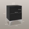 HOMCOM Bedside Tables Set of 2, Modern Nightstand with 2 Drawers, Small Sofa End Tables with Storage and Steel Legs for Bedroom, Living Room, Black