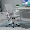 Vinsetto Mesh Office Chair with Flip-up Armrest, Swivel Computer Chair with Lumbar Support, Adjustable Height, Tilt Function for Home/Office, Grey