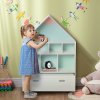 HOMCOM Kids Wooden Bookshelf Chest and Toy Storage Unit w/ Drawer, Children's Bookcase Organizer Cabinet Blue/Pink