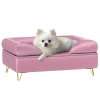 PawHut Dog Sofa Pet Couch Cat Chair with Removable Backrest, Soft Cushion, Washable Cover, for Small and Medium Sized Dogs, Pink