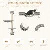 PawHut 4 Piece Cat Shelves, Cat Wall Furniture with Hammock, Scratching Posts, Soft Ladder, Steps, Jump Platforms, Cat Wall Shelves for Indoor Cats - Grey