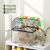 PawHut Hamster Cage, 2 Tier Gerbil Cage with 31cm Deep Tray, Tube System, Water Bottle, Ramp, Feeding Bowl, 58 x 43 x 57cm, Multicoloured