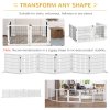 PawHut Freestanding Pet Gate, 6 Panel Foldable Playpen, Wooden Dog Gate with 2 Support Feet, for Stairs, Doorway - White