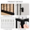 PawHut Pet Safety Gate, 5 Panels Playpen Fireplace, Metal Fence, Stair Barrier, Room Divider w/ Walk-Through Door - Black