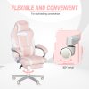 HOMCOM Gaming Chair with Footrest, PU Leather Computer Chair, Swivel Game Chair with 150 Reclining Back and Lumbar Support for Adults, Pink