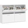 HOMCOM Wooden Modern Design 4 Drawer Shoes Cabinet Pull Down Shelf Storage Organiser
