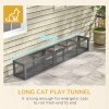 PawHut Wooden Cat Tunnel, Cat Play Tunnel 250cm Extra Long, with Eight Doors, L-Shape/Rectangle, for Cat, Rabbit, Puppy, Dark Grey