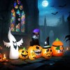 Outsunny 8 FT Halloween Inflatables Pumpkin Ghost and Cat Combo, Outdoor Halloween Decorations with 9 Built-in LEDs, Self-Inflating Blow Up Decor for Garden Party