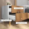 HOMCOM Bedside Table, Modern Nightstand with 2 Drawers, Small Sofa End Table with Storage and Solid Wood Legs for Bedroom, Living Room, Brown