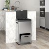 HOMCOM Kitchen Bin, 2 x 18L and 20L Volumes, Stainless Steel 3 Compartment Bin with Wheels, Soft Close Lid, Removable Inner Buckets, Fingerprint-Proof for Recycling and Waste, Silver Tone